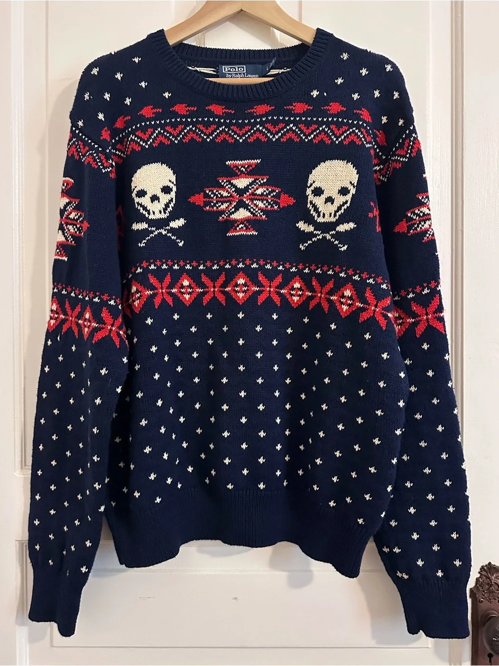 Polo Ralph Lauren Scull and Bones Jumper Fair Isle Sweater Crewneck Size Large